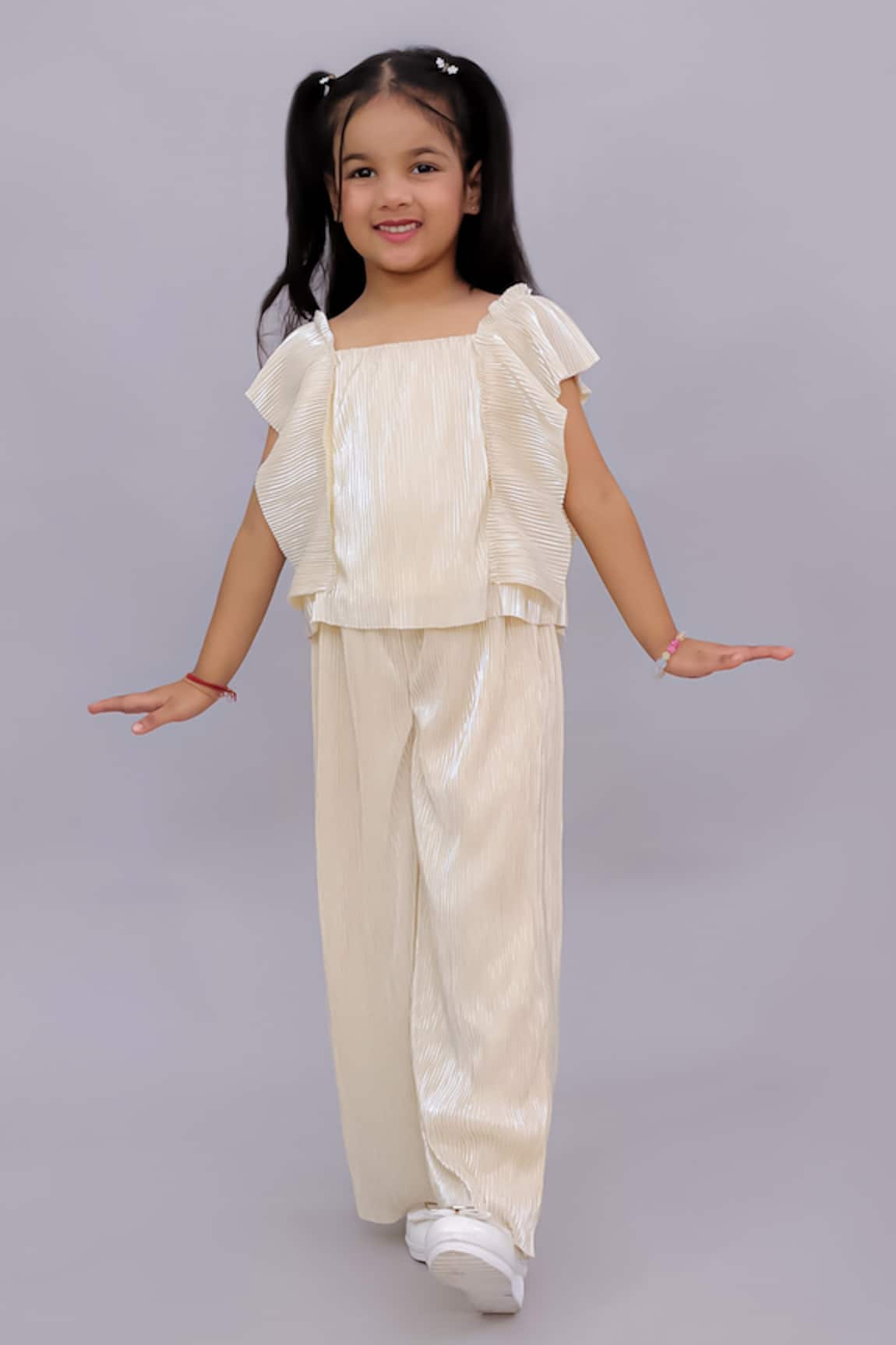 Lil Drama Glam Up Pleated Top & Pant Set 