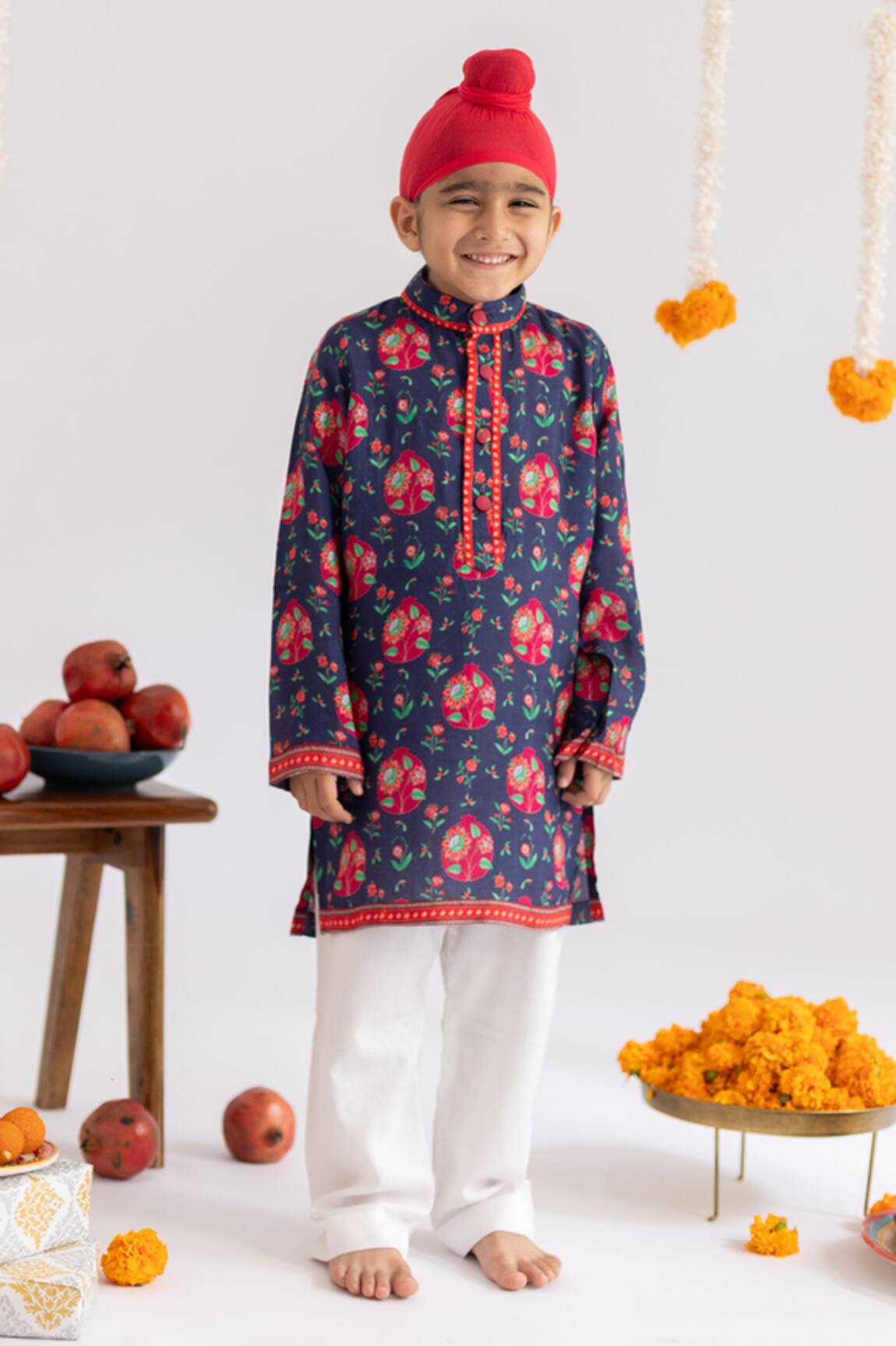 MR Brat Blue Anar Jaal Printed Kurta Set