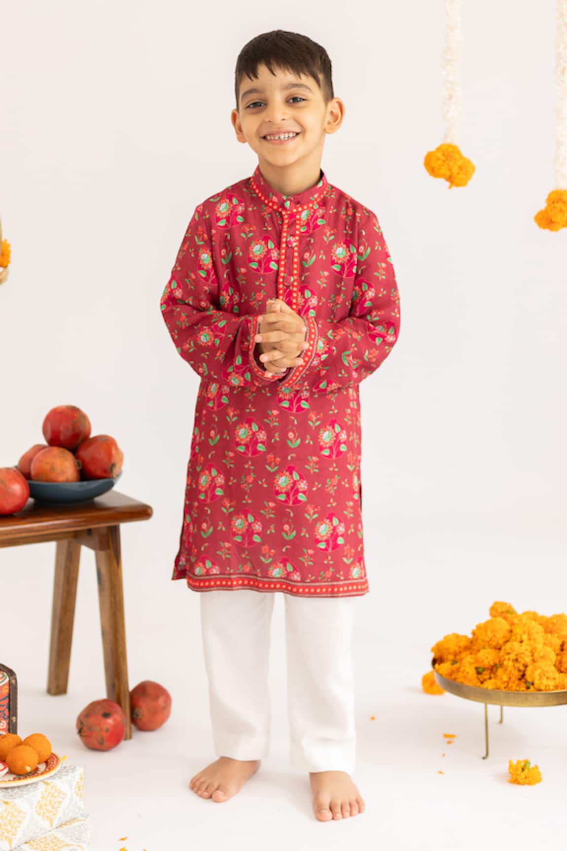 MR Brat Maroon Jaal Printed Muslin Kurta Set