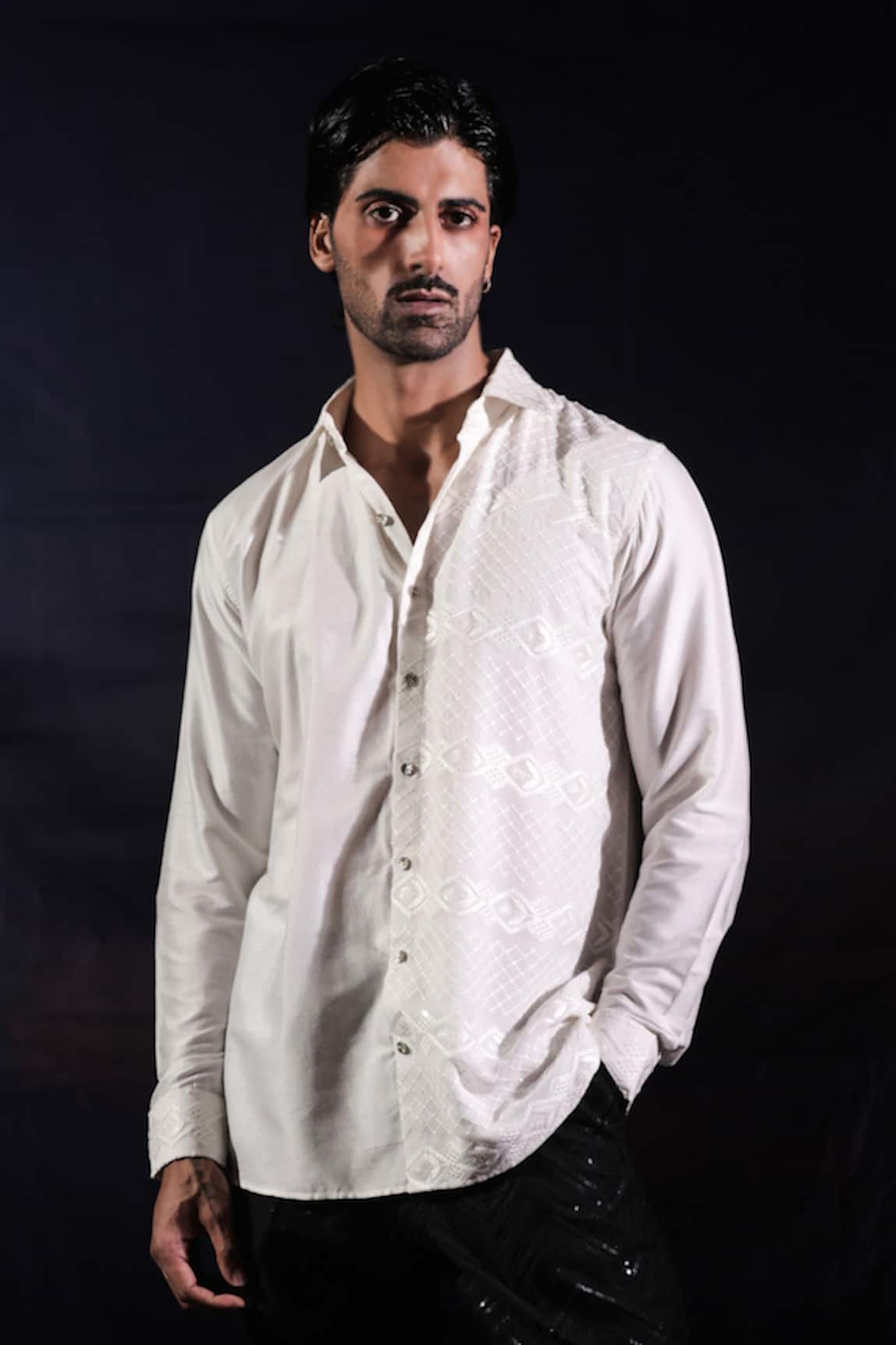 Jubinav Chadha Chikankari Georgette Panel Shirt