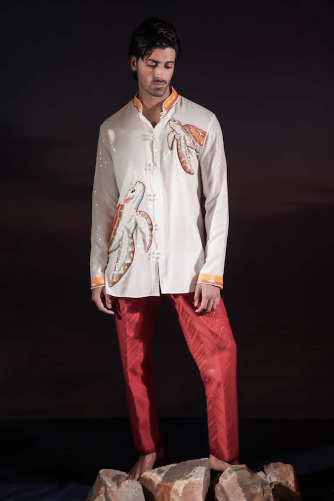 Jubinav Chadha Chikankari Zigzag Sequin Embroidered Pant