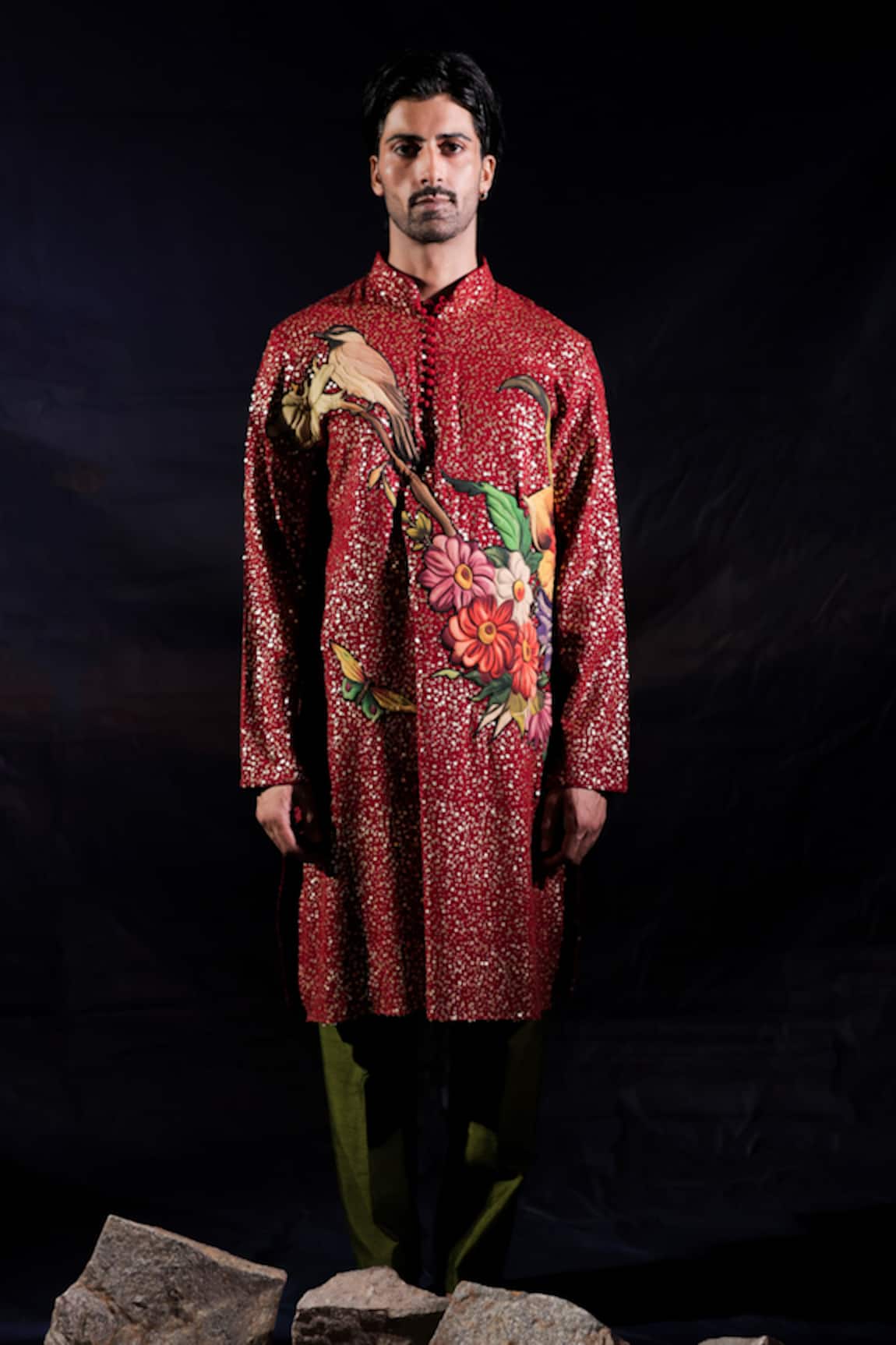 Jubinav Chadha Patchwork & Sequined Kurta & Pant Set