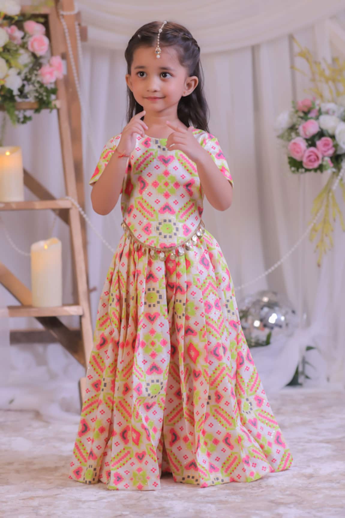 Lil Angels Ikat Pattern Top With Palazzo