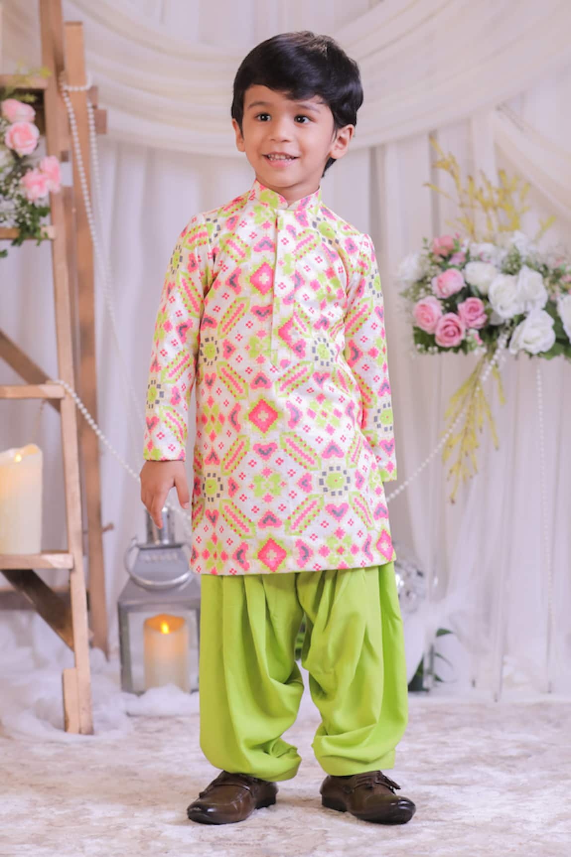 Lil Angels Ikat Pattern Kurta Set