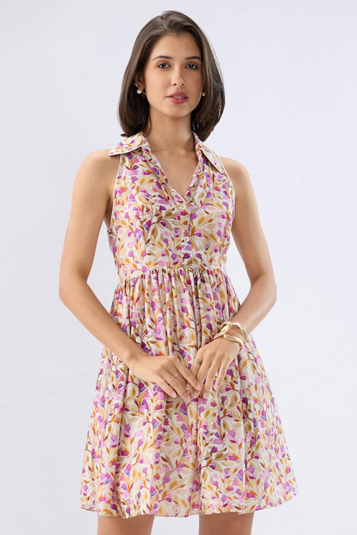 Raw & Rustic By Niti Bothra Ivory Sleeveless Floral Print Dress 