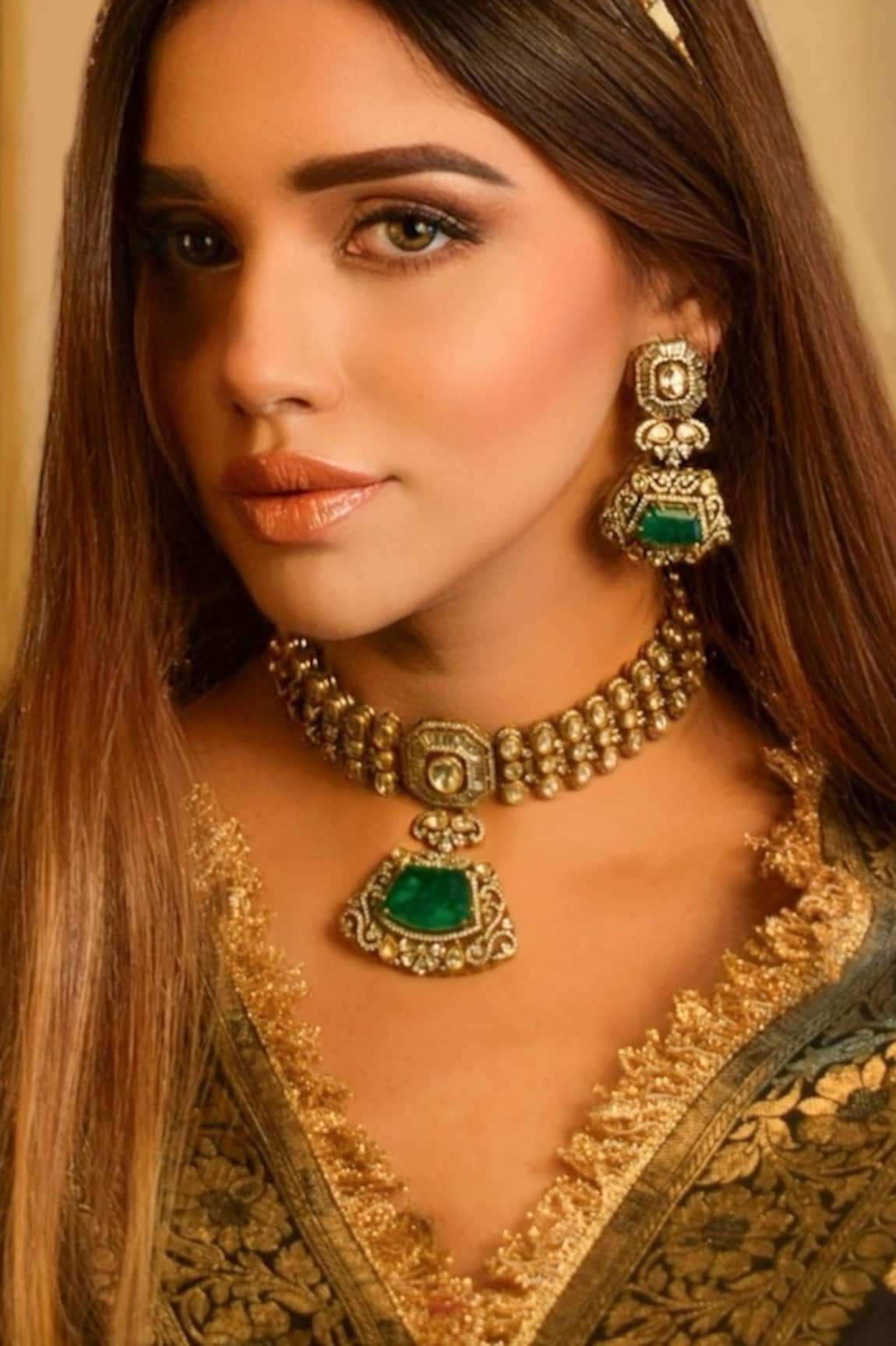 Amaara Jewels MNH Polki & Emerald Ruby Choker Set