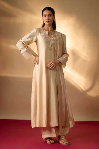 The Aarya Chanderi Zardozi Embroidered Anarkali Set 