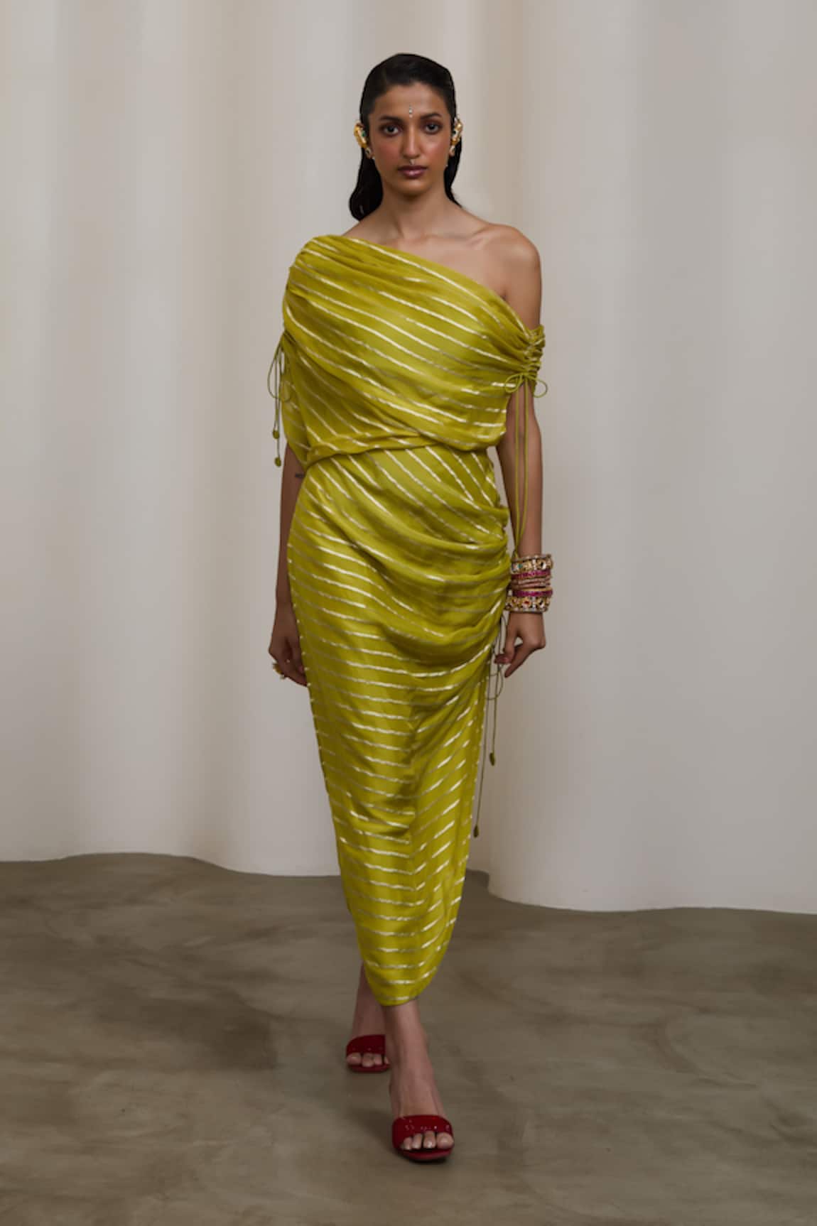 Sheela Suthar Ruched One Shoulder Dress