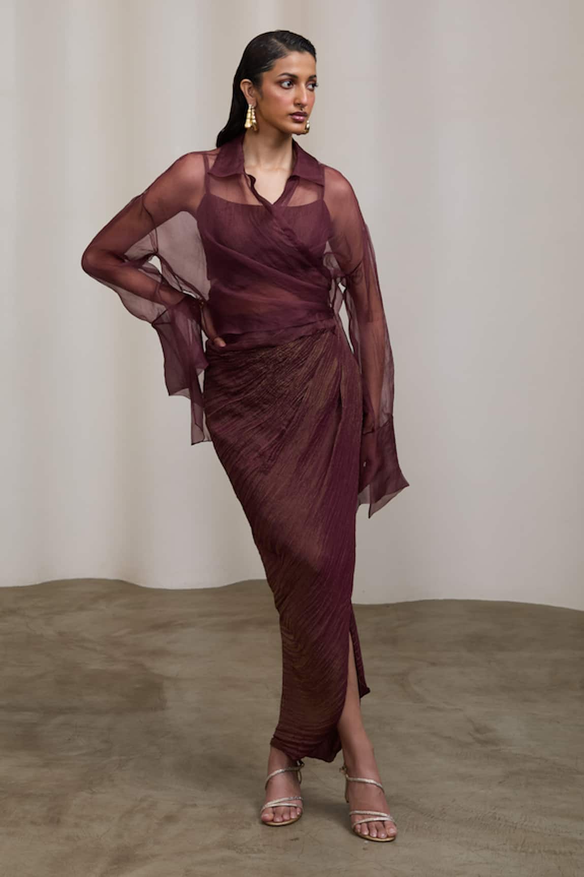 Sheela Suthar Tissue Bralette & Draped Skirt Set