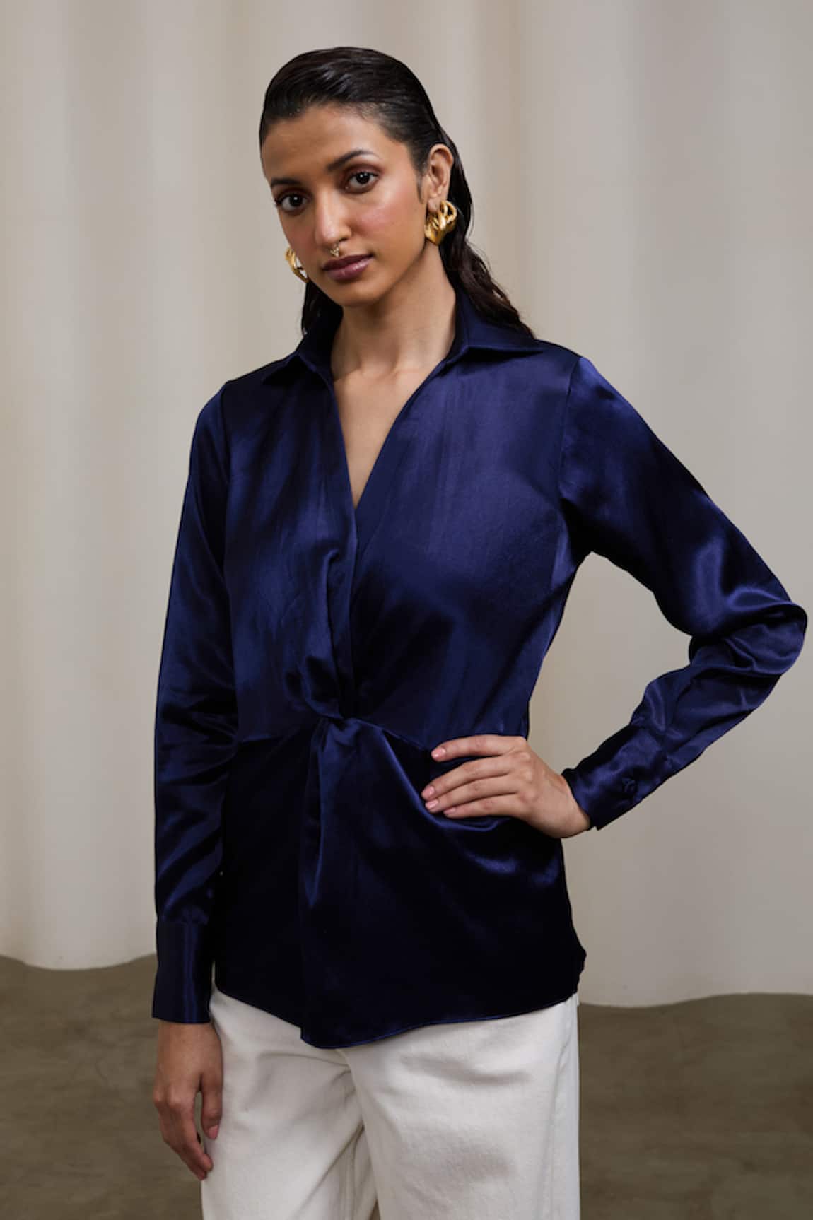 Sheela Suthar Gaji Silk Knotted Wrap Shirt