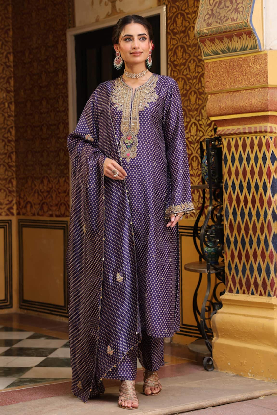 Label Niti Bothra Printed Pakhi Yoke Straight Kurta & Pant Set 