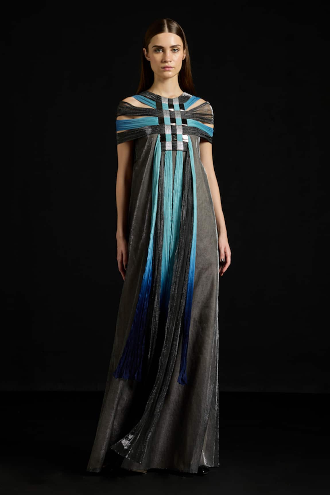Akhl Interwoven Yoke Metallic Kaftan Dress