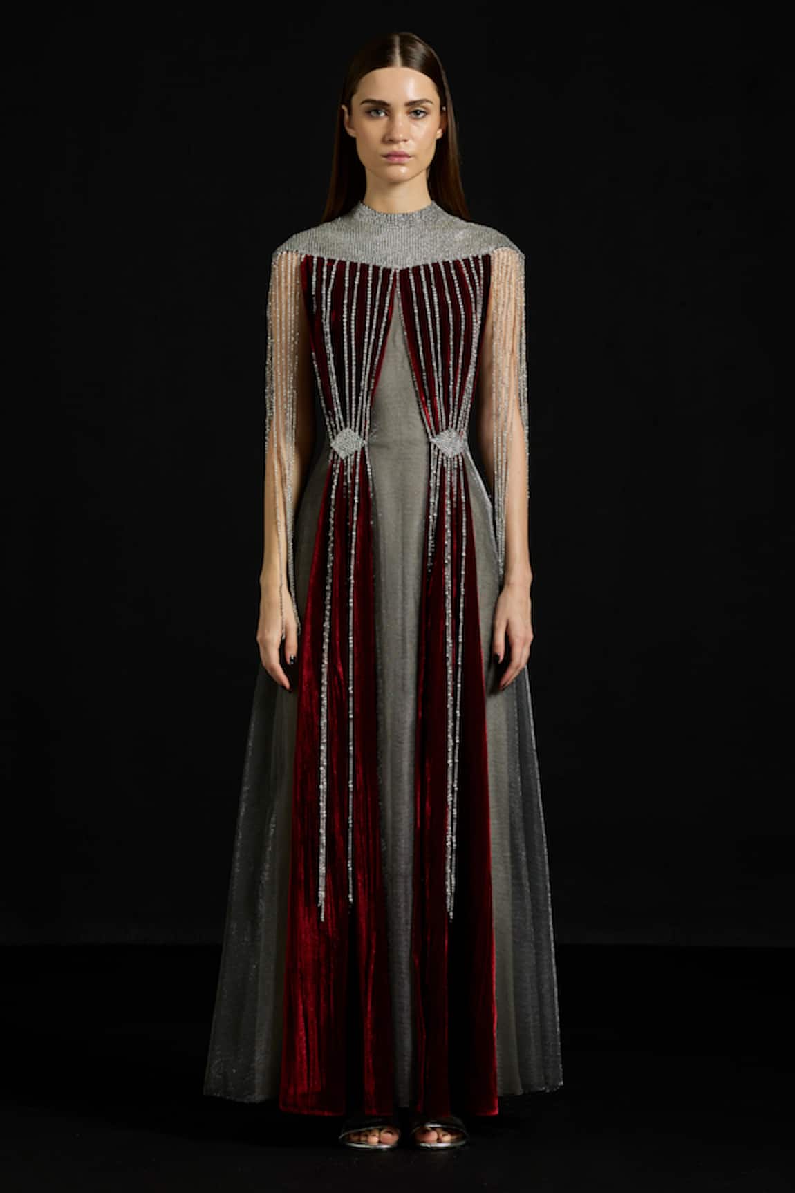 Akhl Velvet & Sequins Fringe Dress 