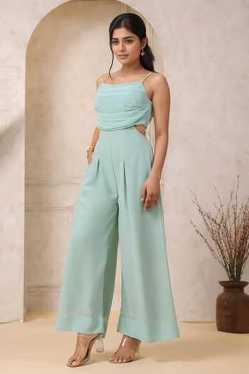 Naintara Bajaj Mint Green Strappy Jumpsuit 