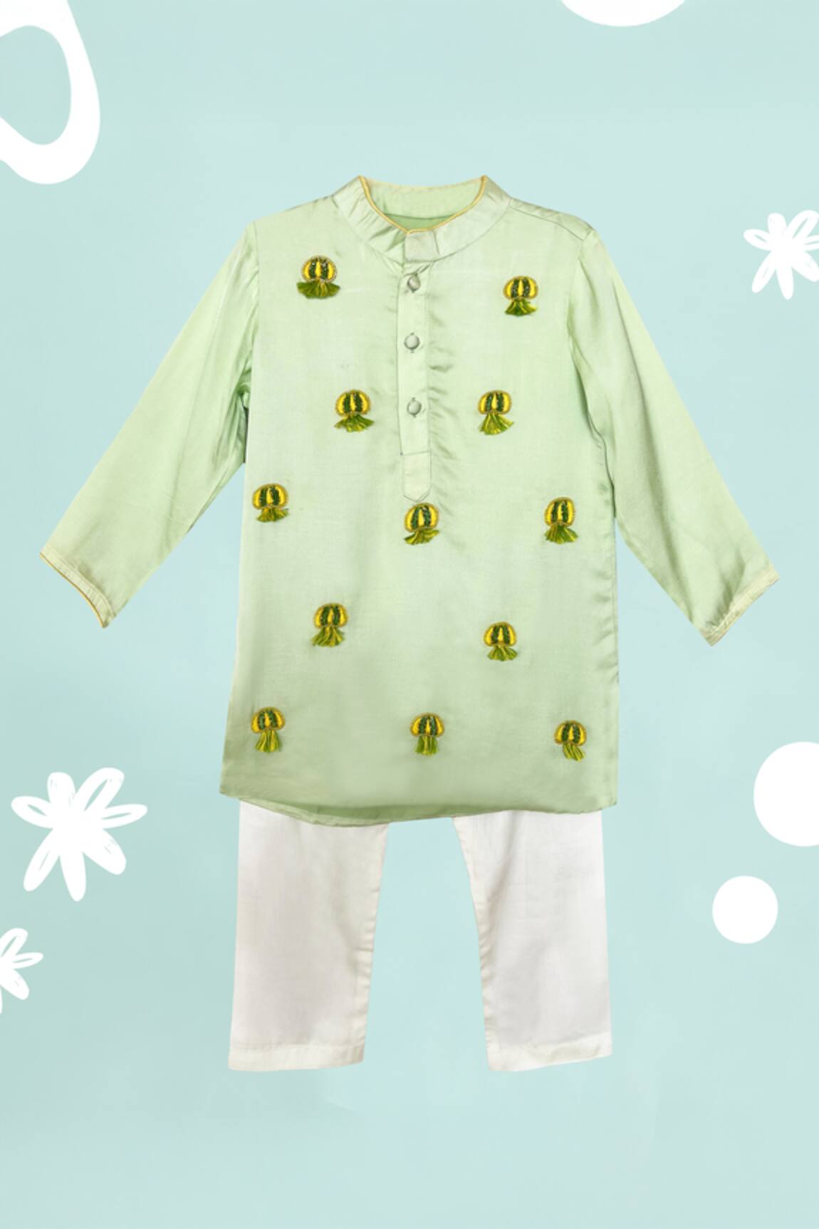 Toddle Kidswear Octopus Embroidered Kurta Set