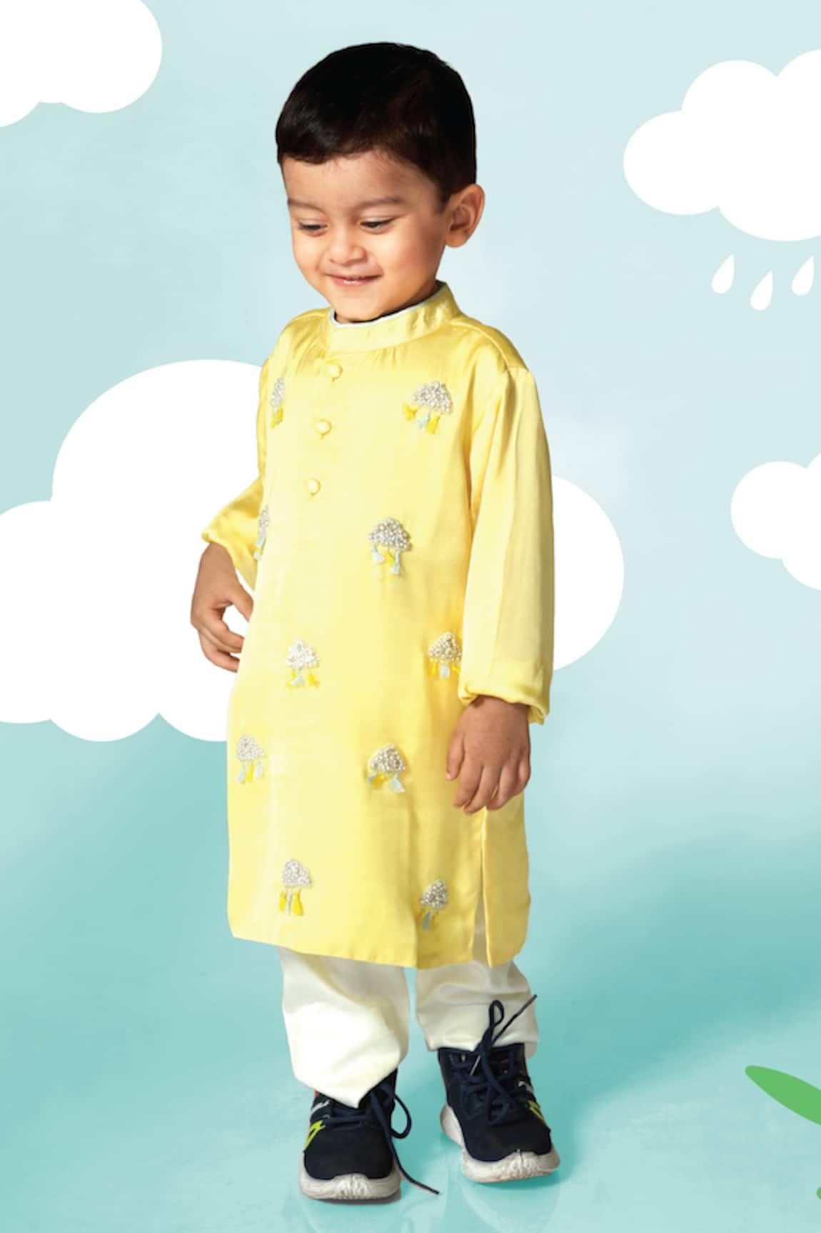 Toddle Kidswear Cloudscape Embroidered Kurta Set