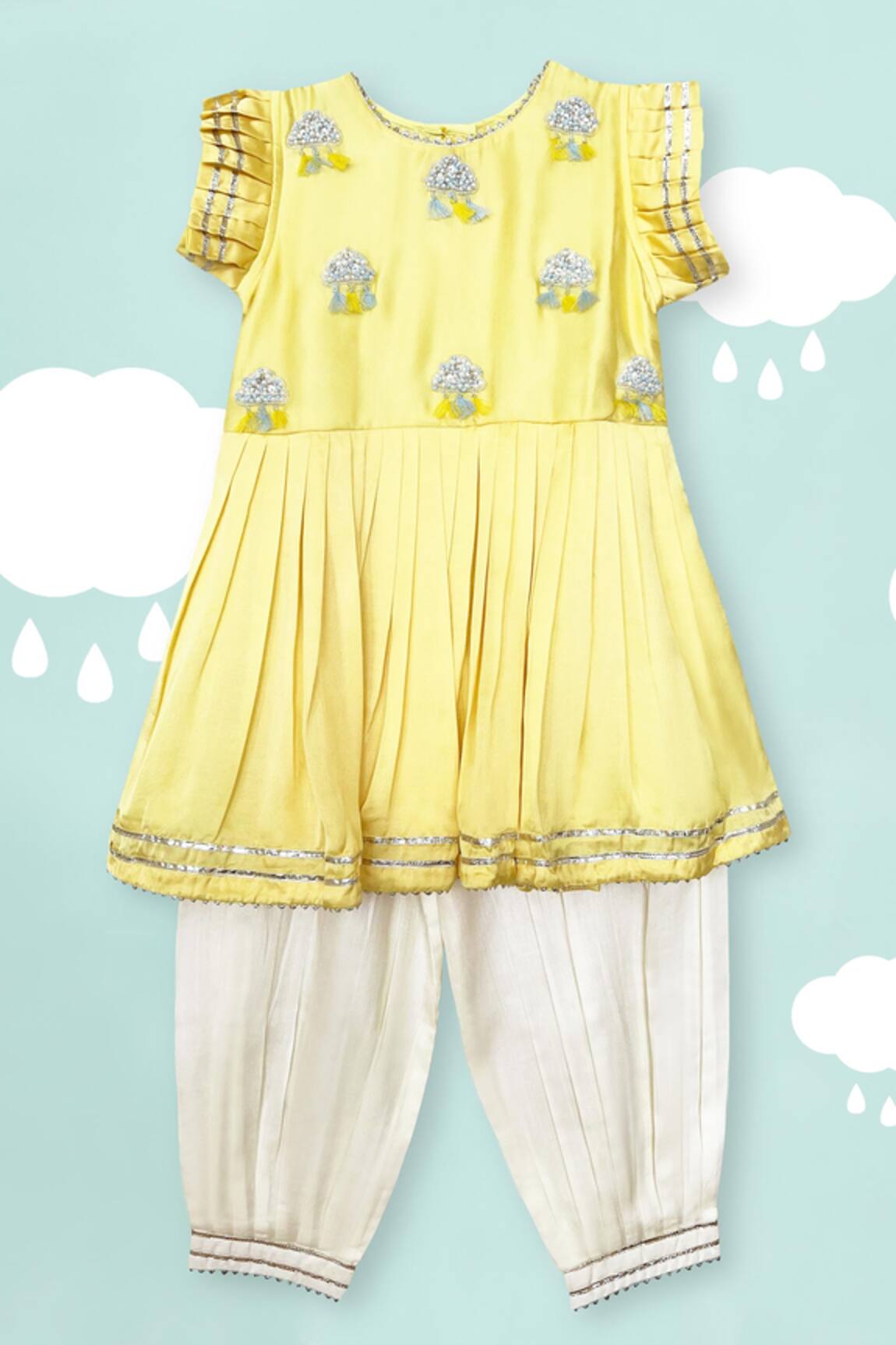 Toddle Kidswear Cloudscape Embroidered Kurta Set