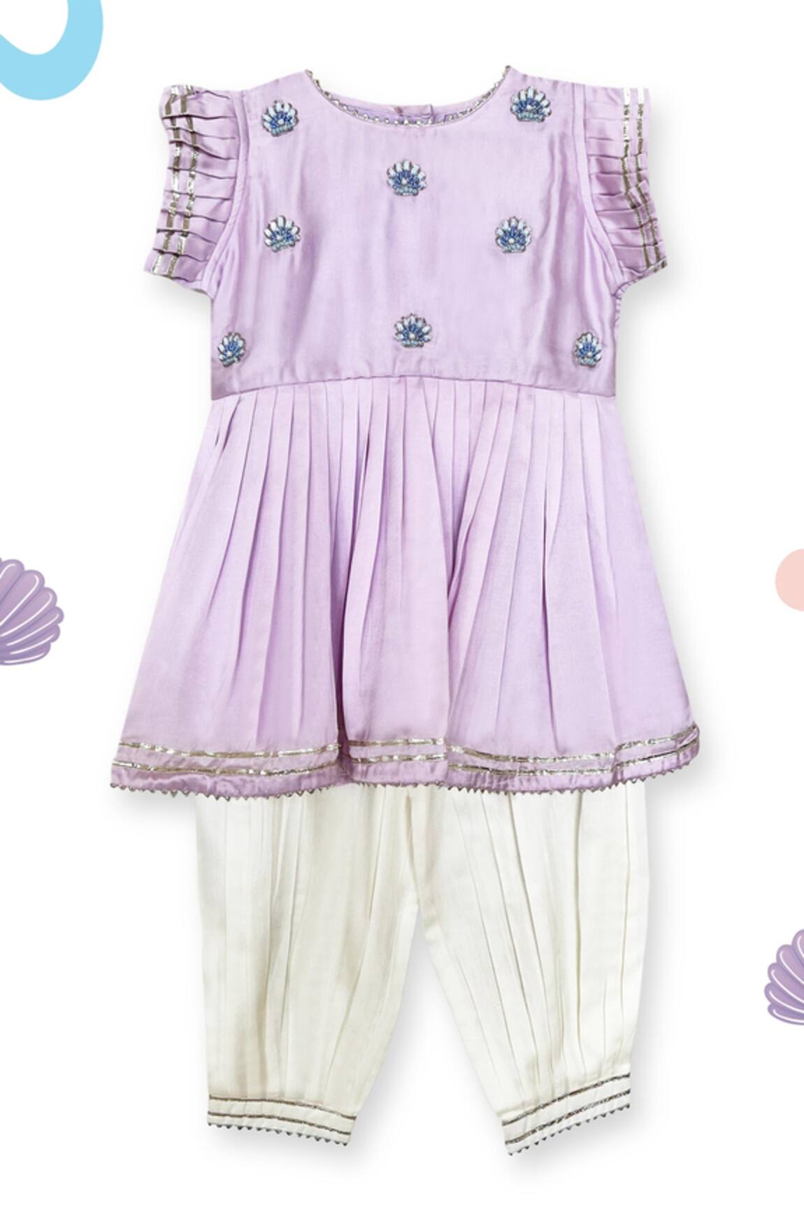 Toddle Kidswear Oyster Oasis Embroidered Kurta Set