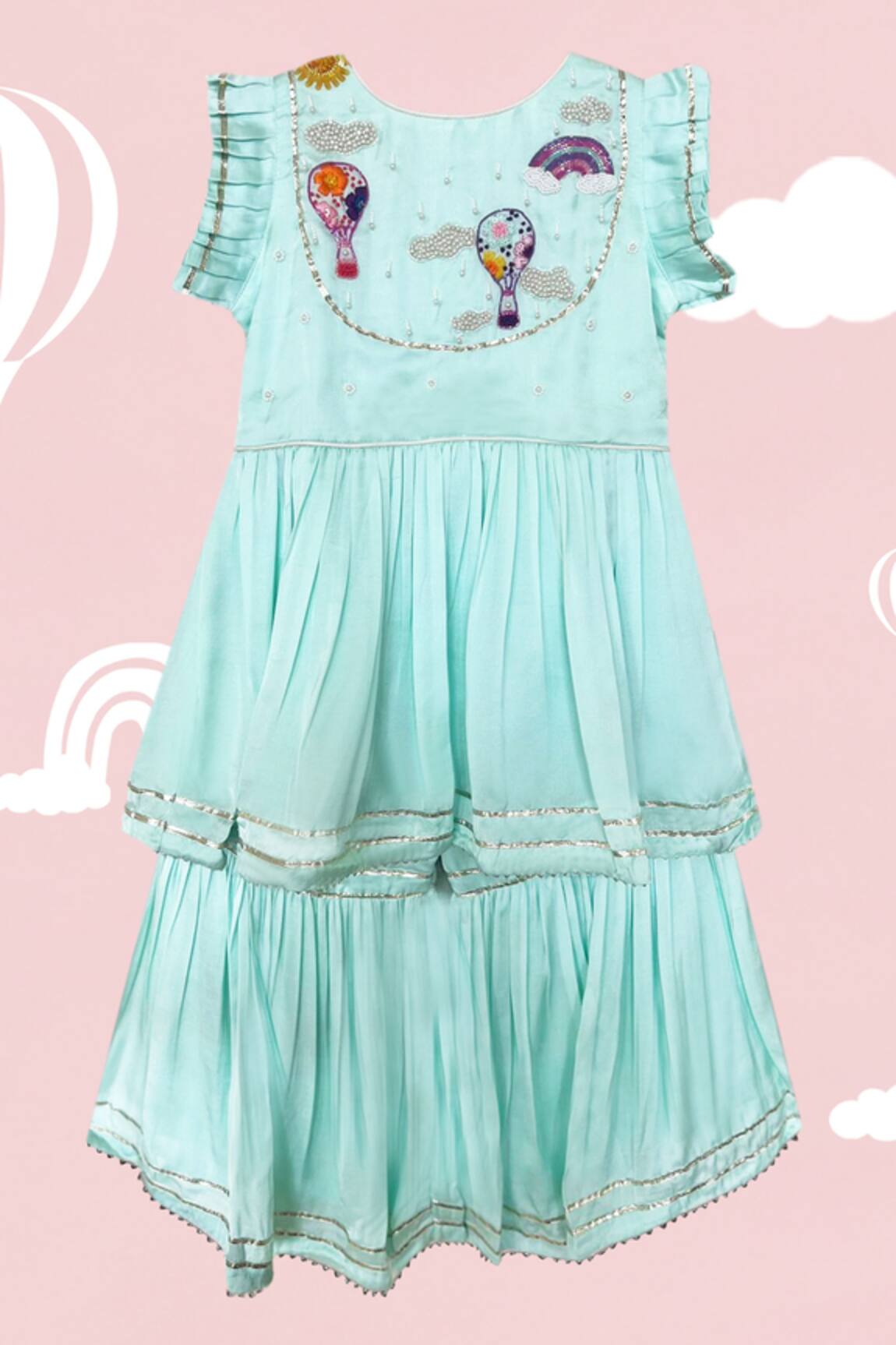 Toddle Kidswear Up In The Air Kurta & Sharara Set