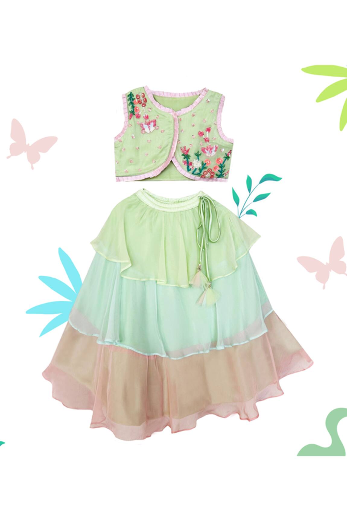 Toddle Kidswear Butterfly Garden Layered Skirt Set
