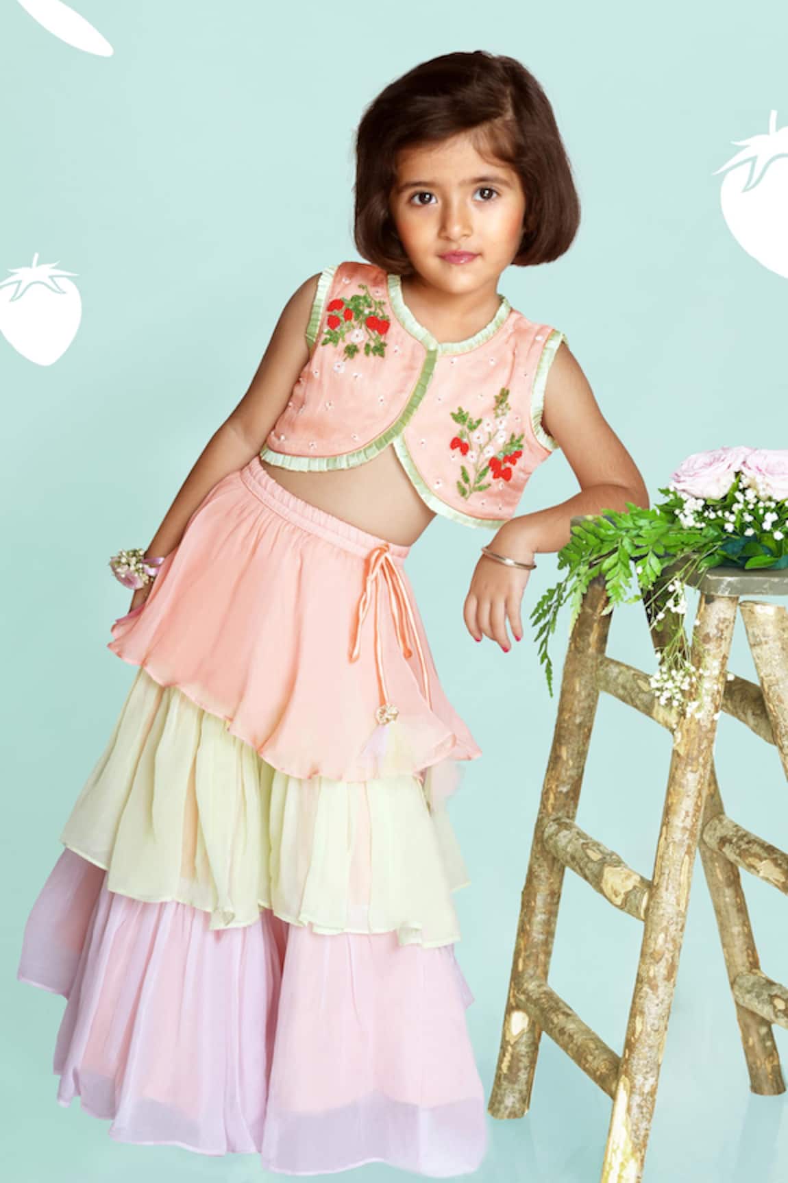 Toddle Kidswear Strawberry Fields Skirt Set