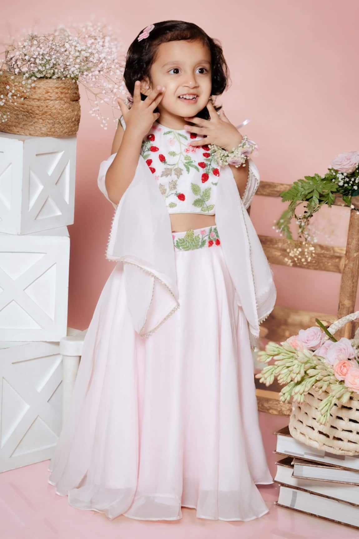 Toddle Kidswear Berry Blossom Lehenga Set