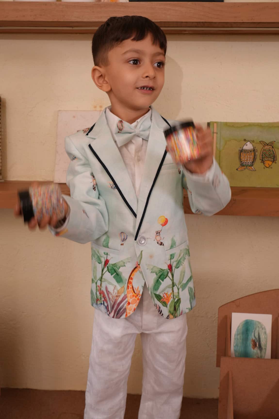 Funny Bones Clothings Nature Flights Pure Linen Blazer Set 