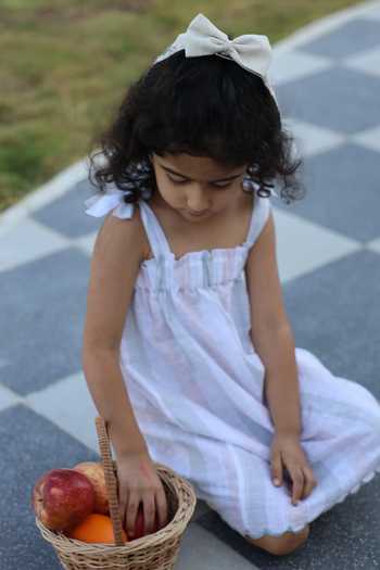 Funny Bones Clothings Melodic Stripes Pure Linen Dress 