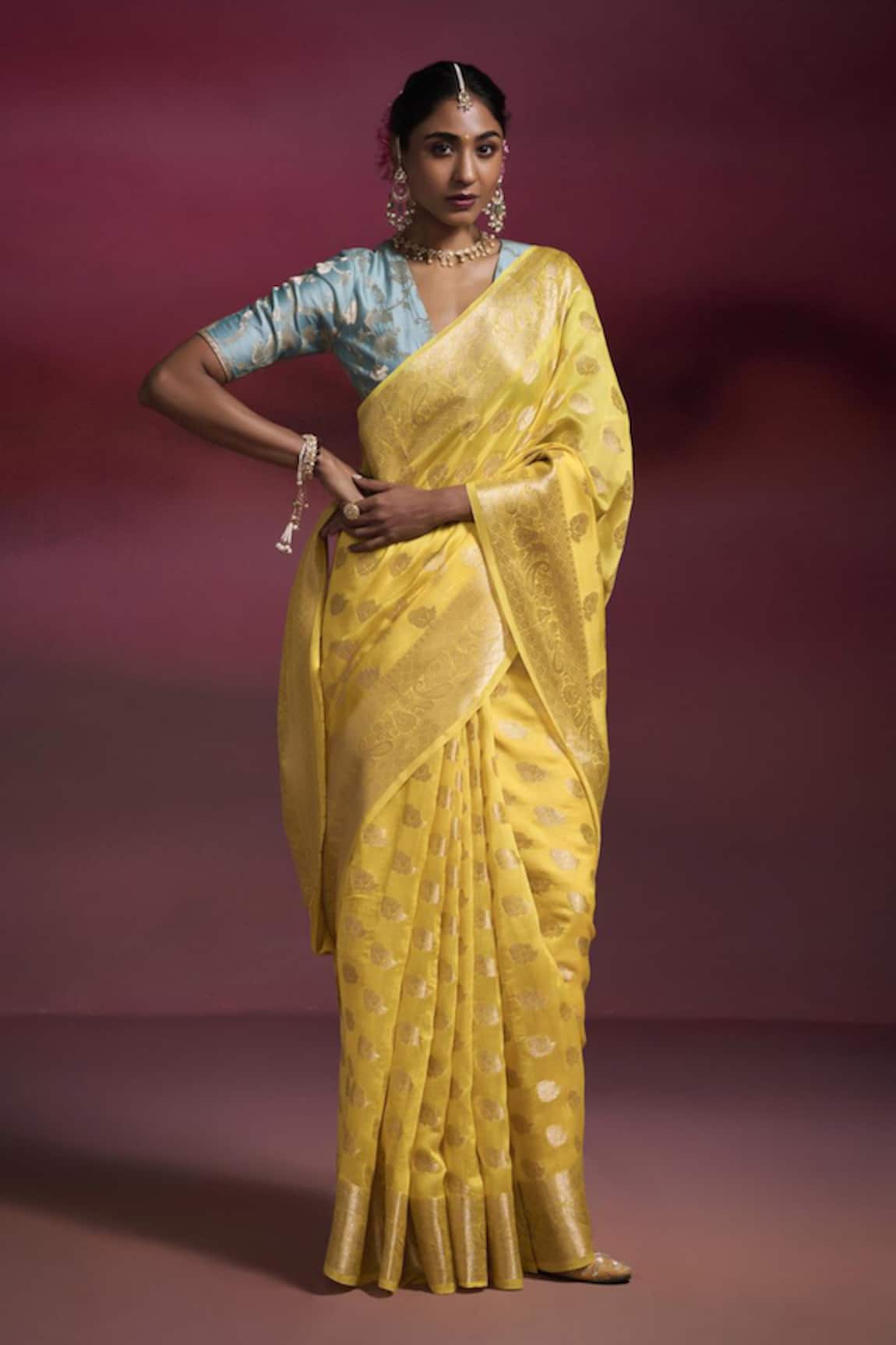Dressfolk Sunshine Silk Woven Saree with Running Blouse