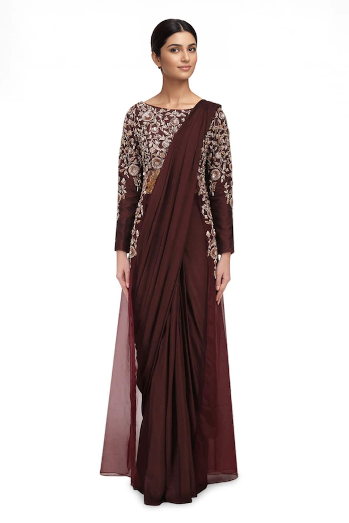 Masumi Mewawalla Silk Pre-Draped Saree with Blouse 