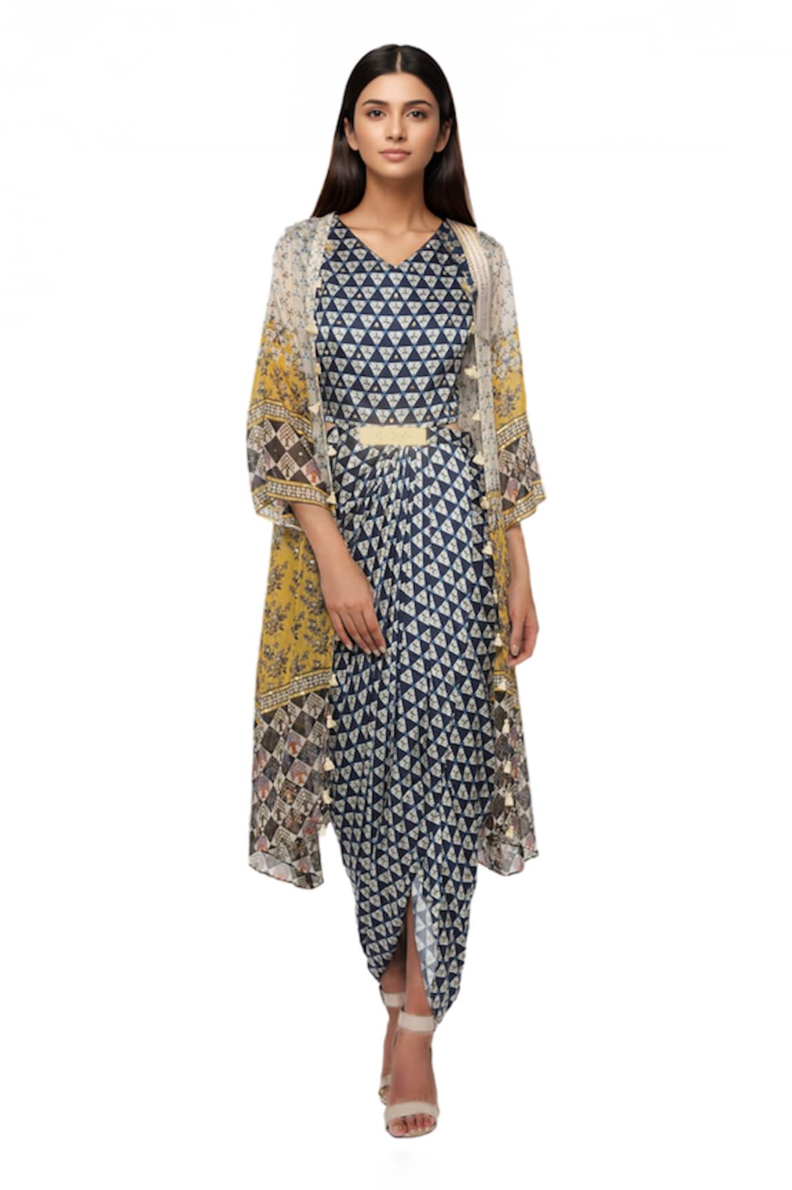 Soup By Sougat Paul Printed Midi Dress with Jacket 