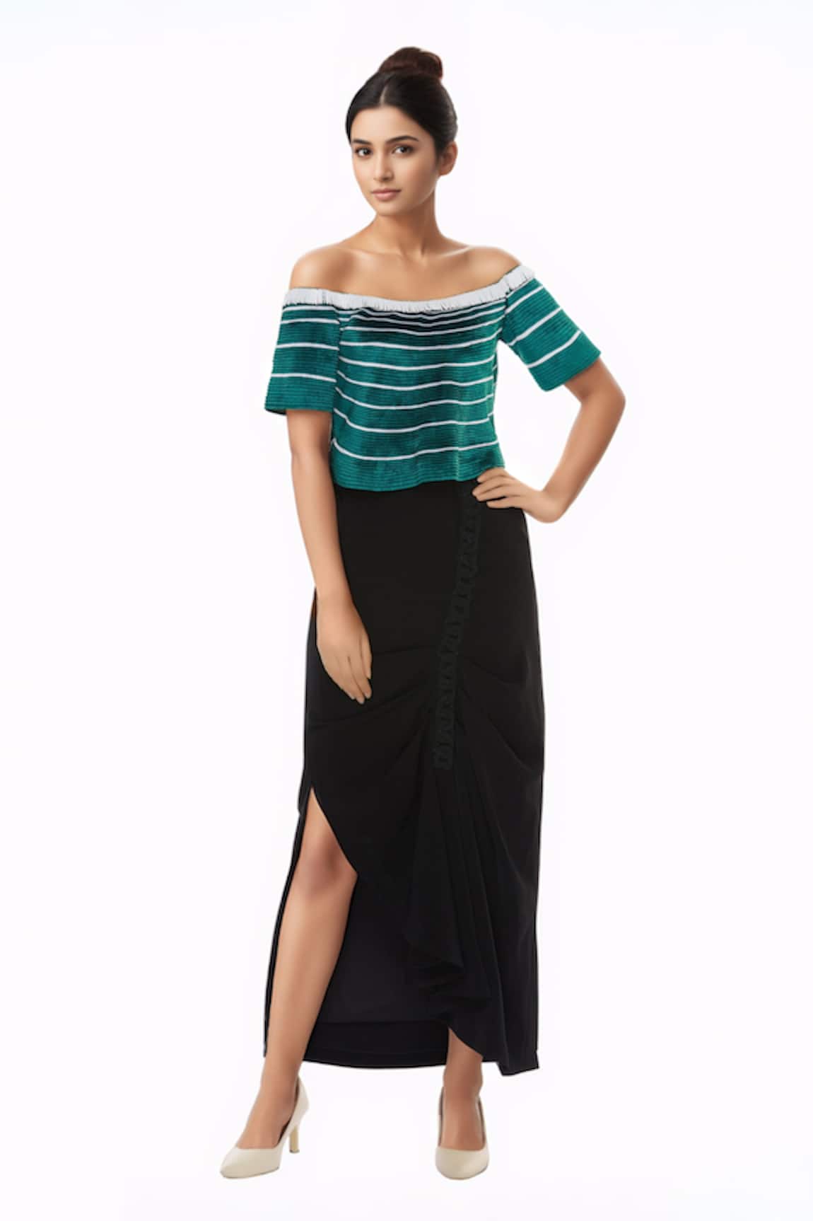 Urvashi Joneja Embroidered Illlusion Neck Top