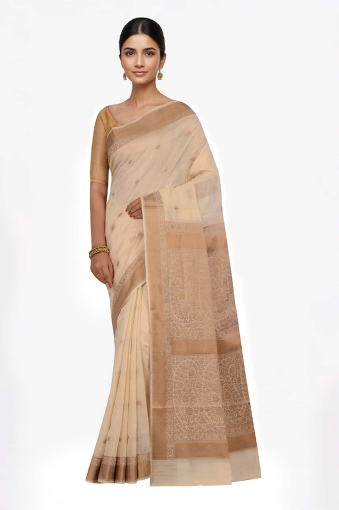 Samyukta Singhania Ivory Pure Banarasi Silk Saree 