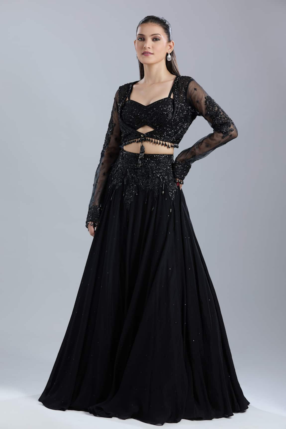 Samyukta Singhania Embroidered Jacket Skirt Set