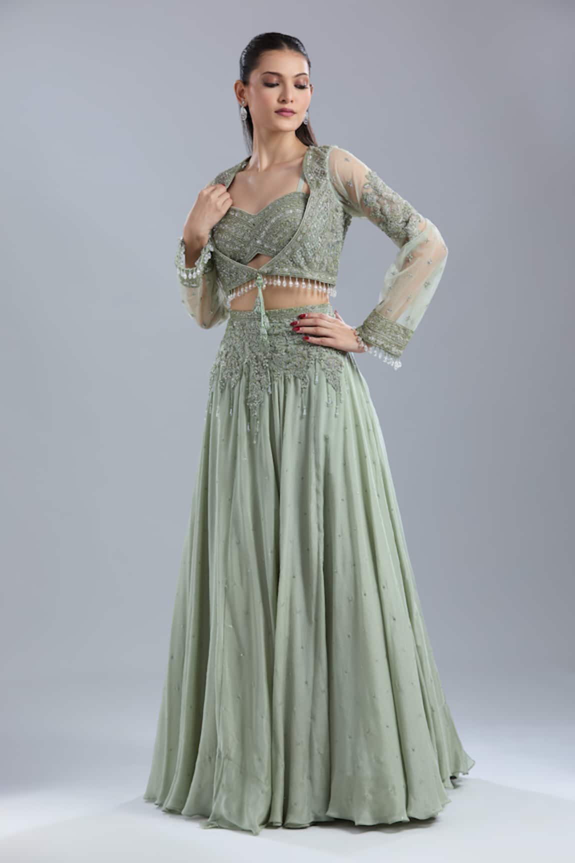 Samyukta Singhania Embroidered Jacket Skirt Set