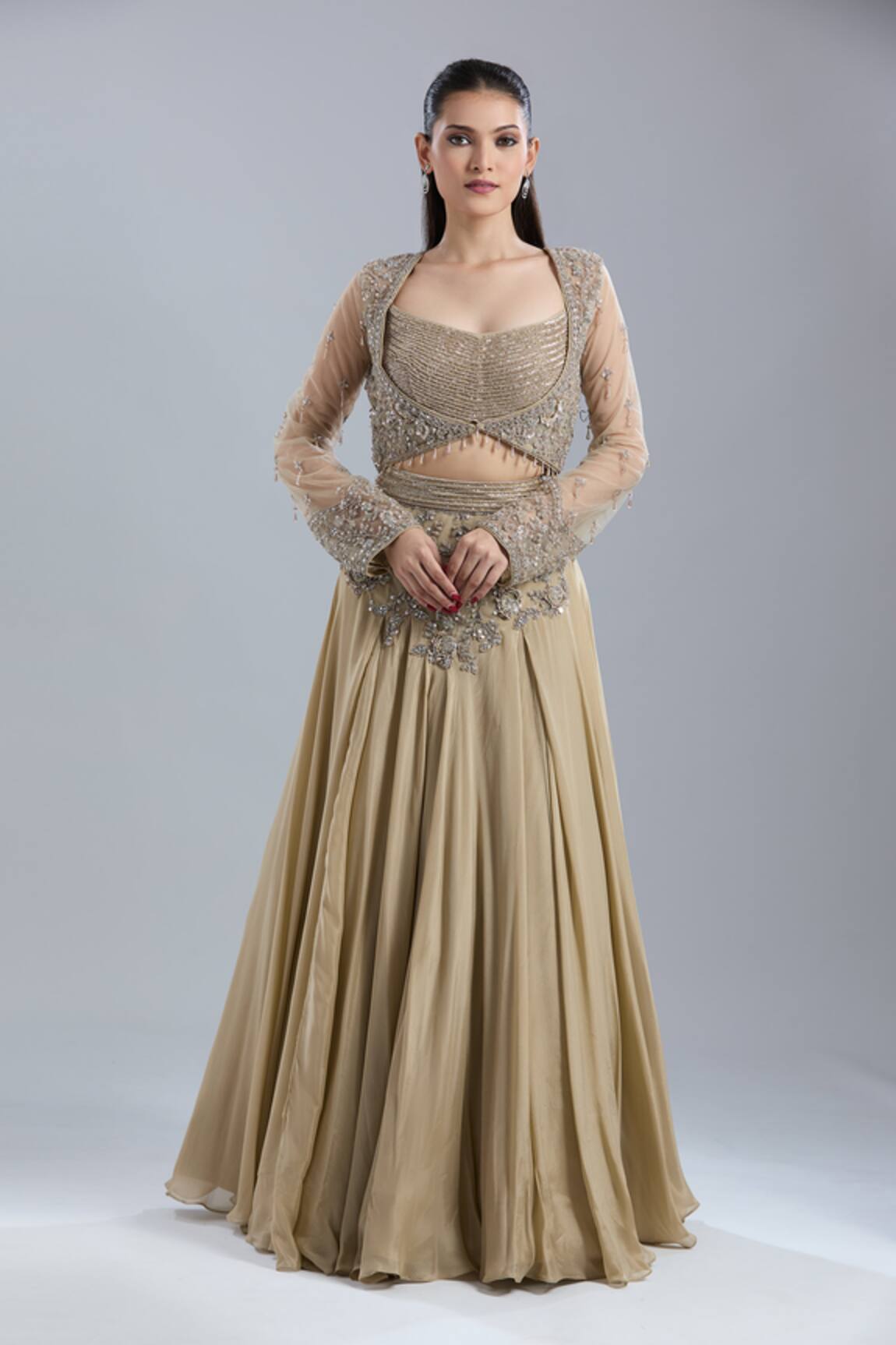 Samyukta Singhania Embroidered Jacket Skirt Set