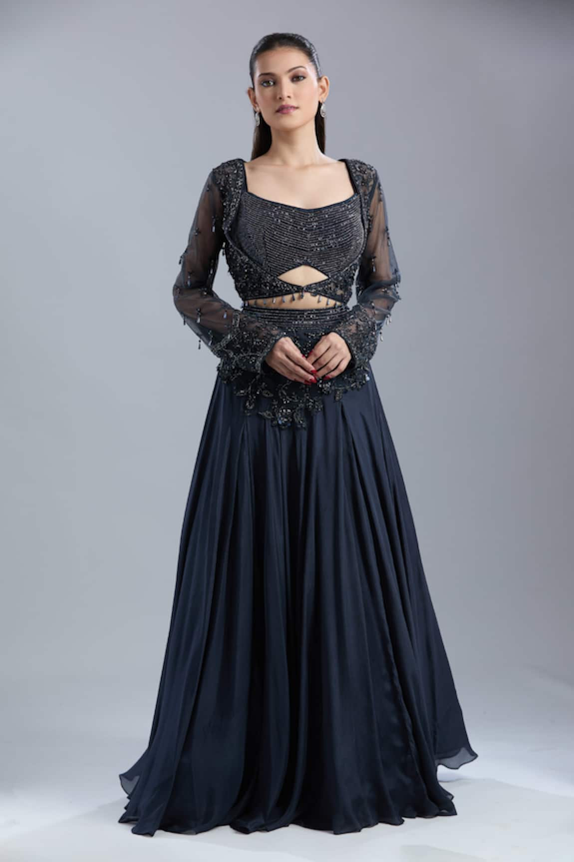 Samyukta Singhania Embroidered Jacket Skirt Set