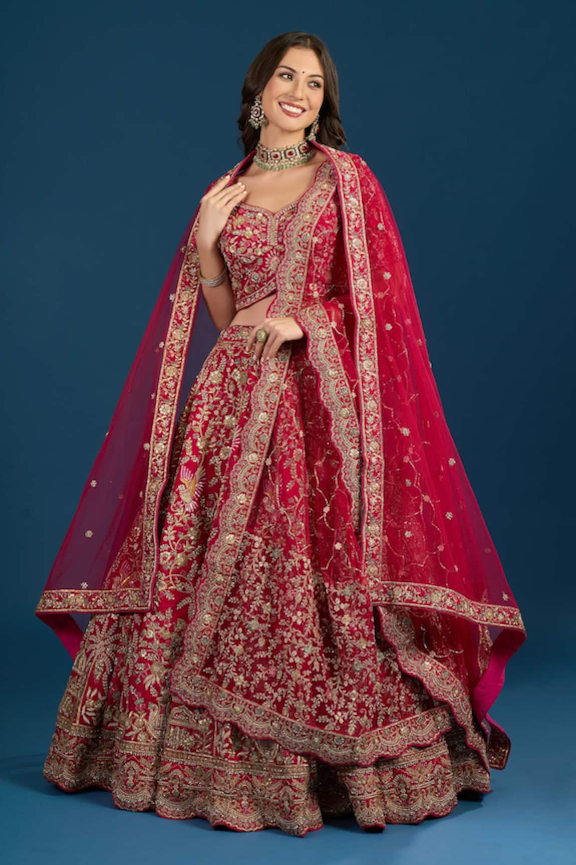 Azeera Pink Embroidered Bridal Lehenga Set
