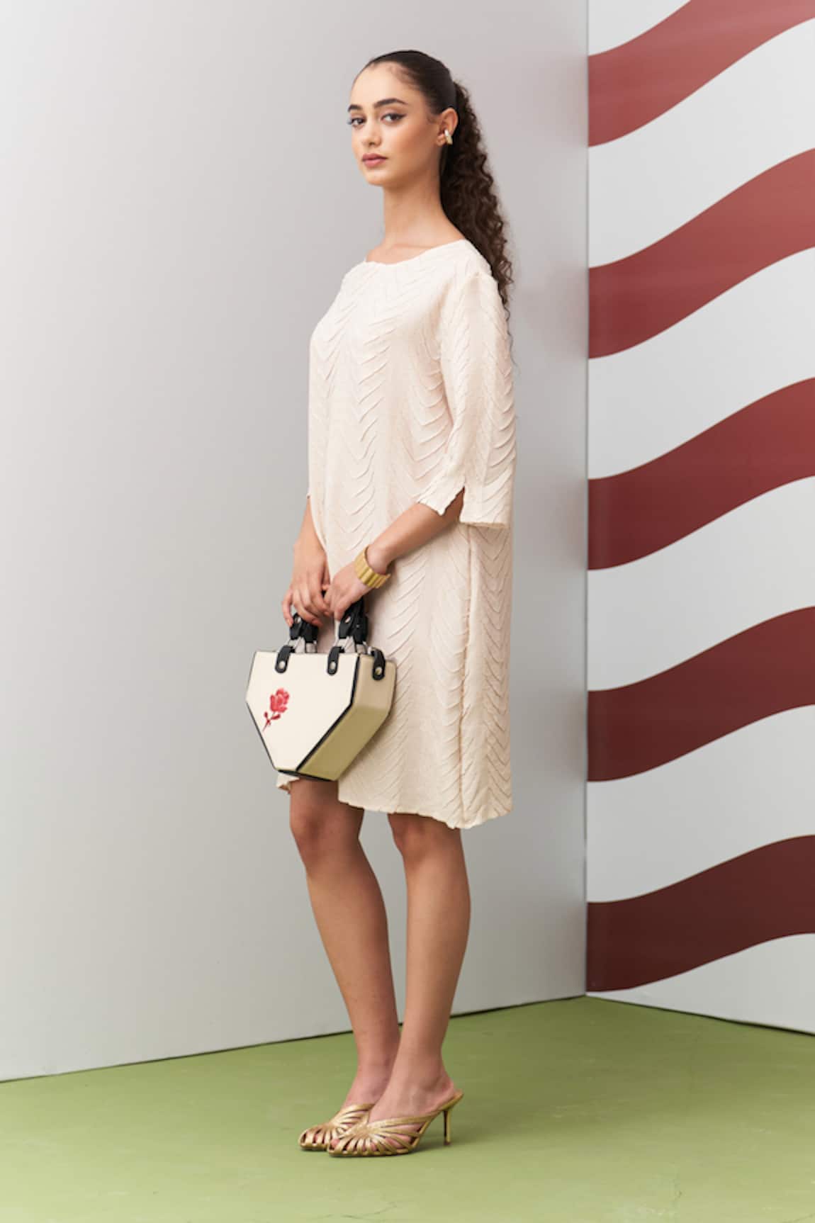 Pleats By Aruni Ivory Avanya Pleated Dress