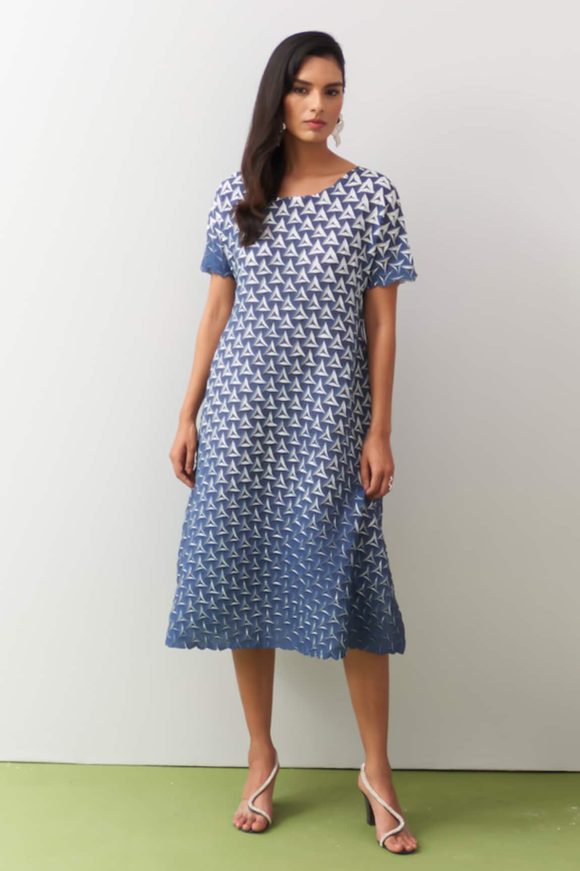 Pleats By Aruni Blue Shinori A-Line Dress