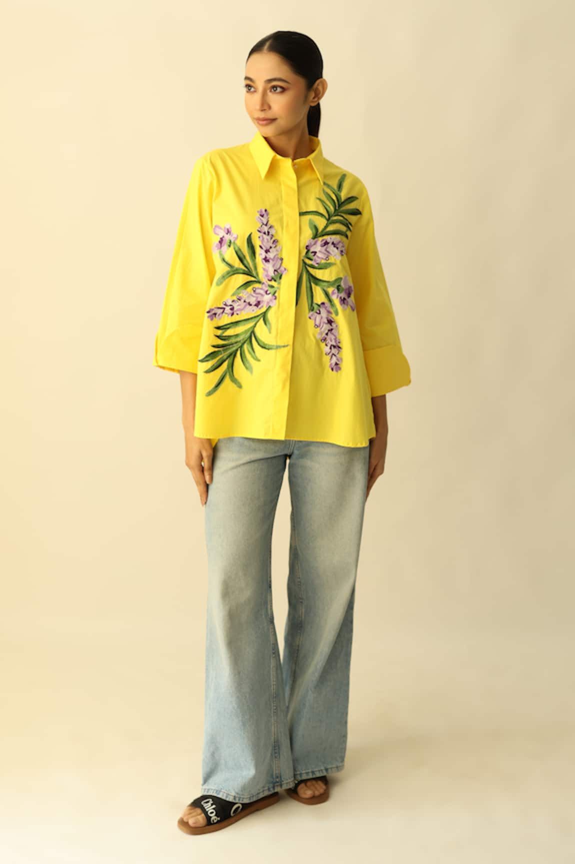 Studio Moda India The Whisper Orchid Embroidered Shirt 