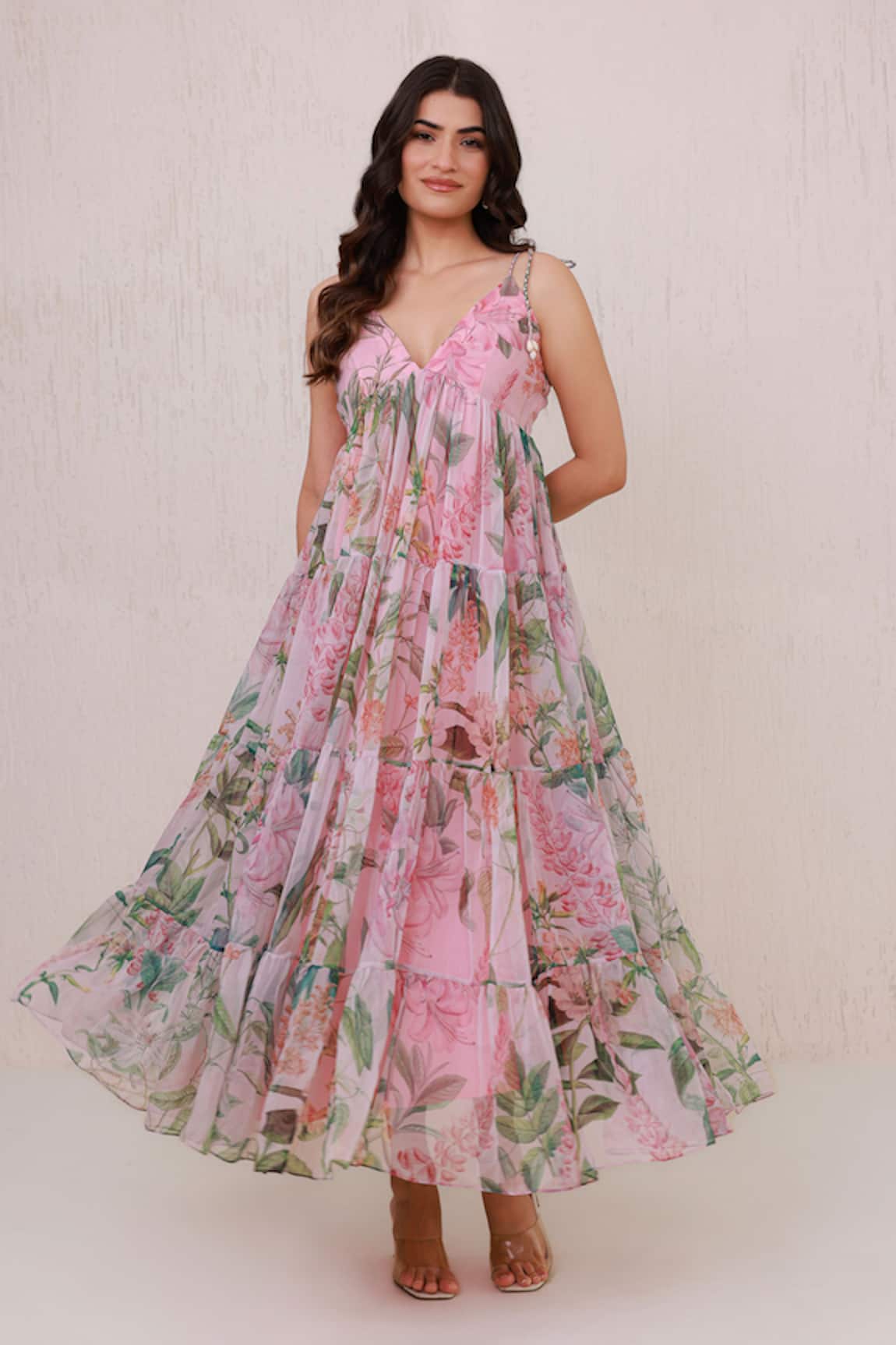 Aroop Shop India Floral Tiered Maxi Dress
