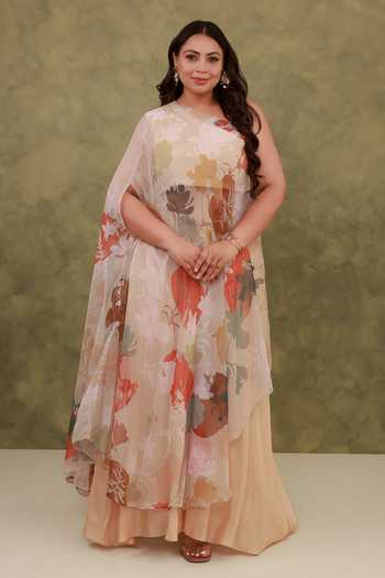 Aroop Shop India Printed One-Shoulder Shrug Top & Pant Set 