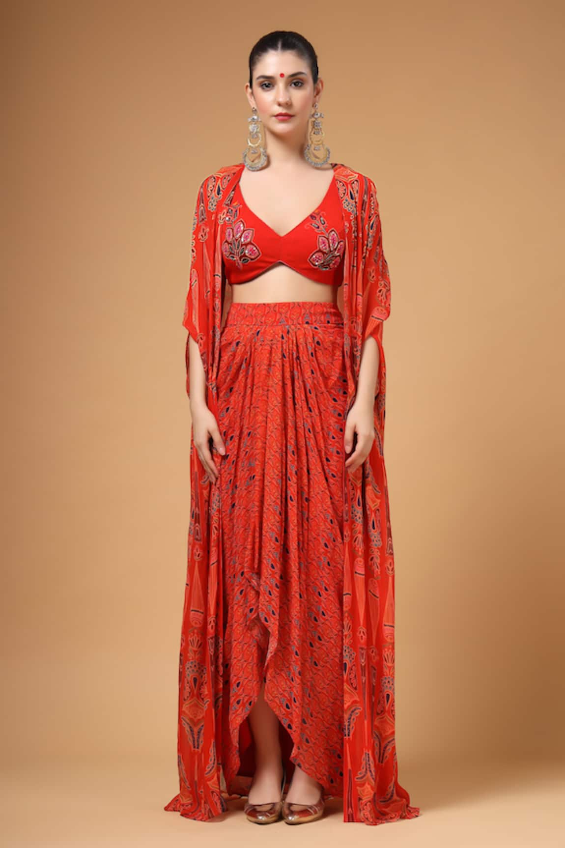 Gazab by Miku Kumar Husna Printed Cape Skirt Set 