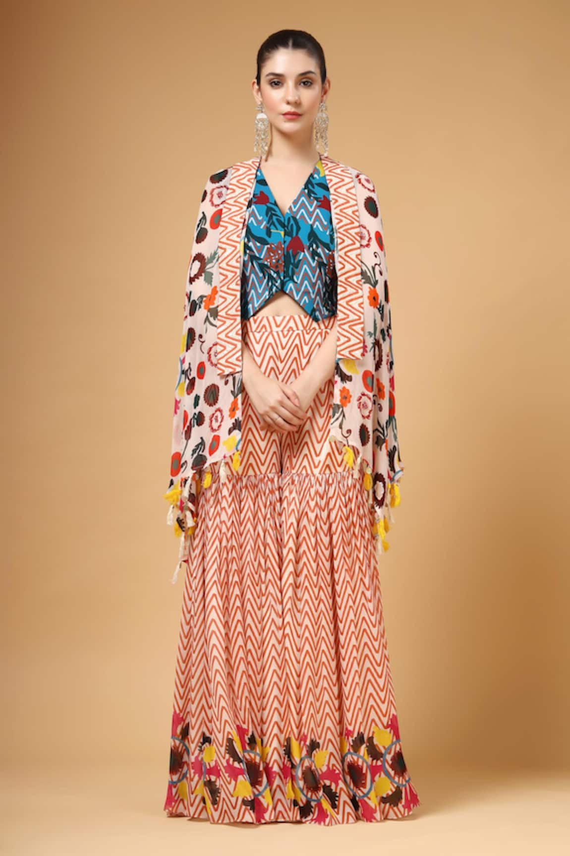 Gazab by Miku Kumar Jamila Printed Cape Palazzo Set 