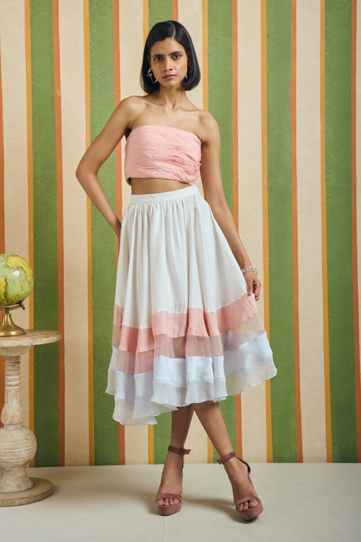 Orthodox Tiered Halo Color Blocked Skirt