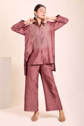 Myra Clothing Line Chanderi Hand Work Embroidered Shirt & Pant Set