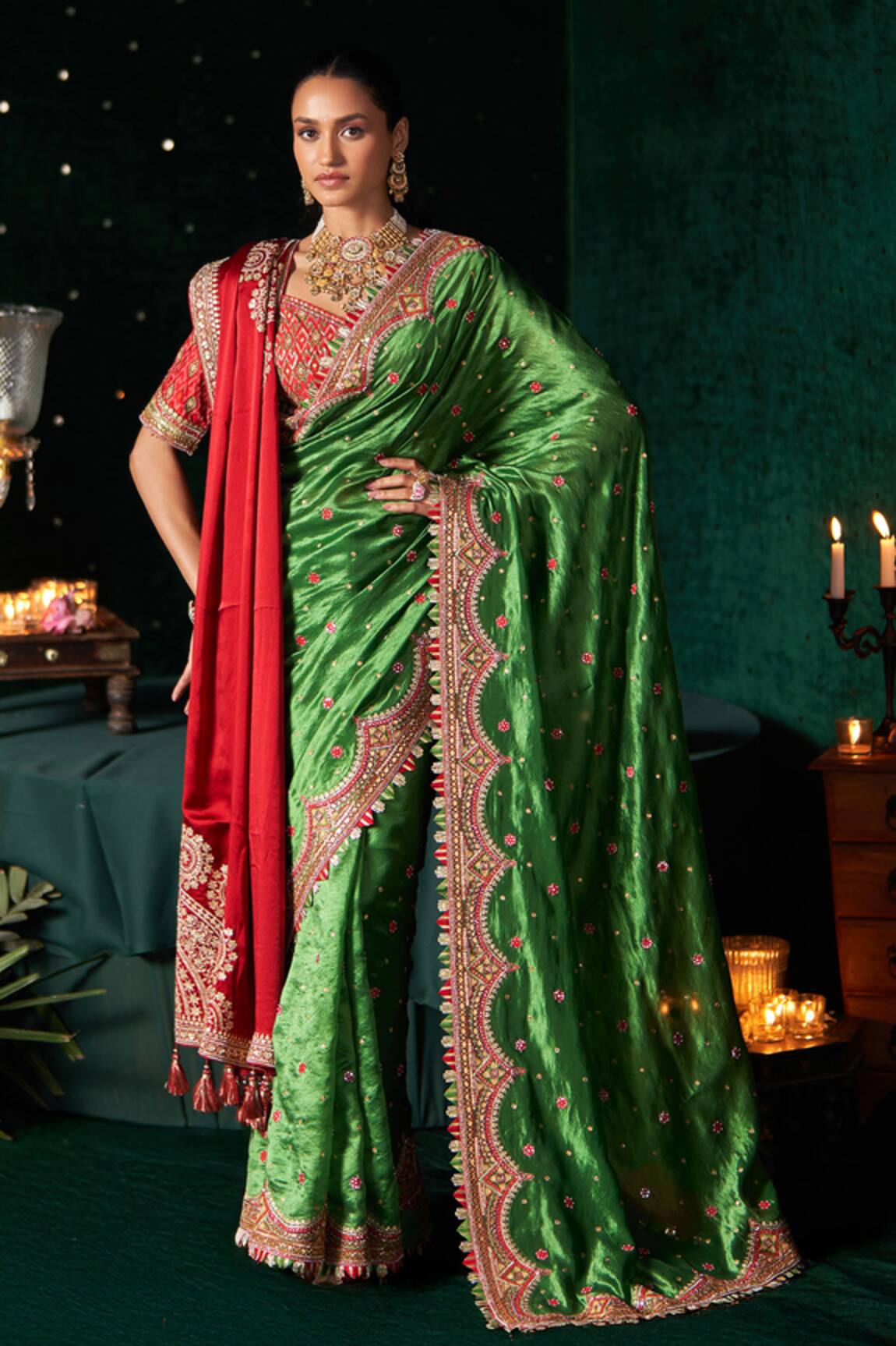 Almaari By Pooja Patel Bansuri Silk Embroidered Saree With Blouse