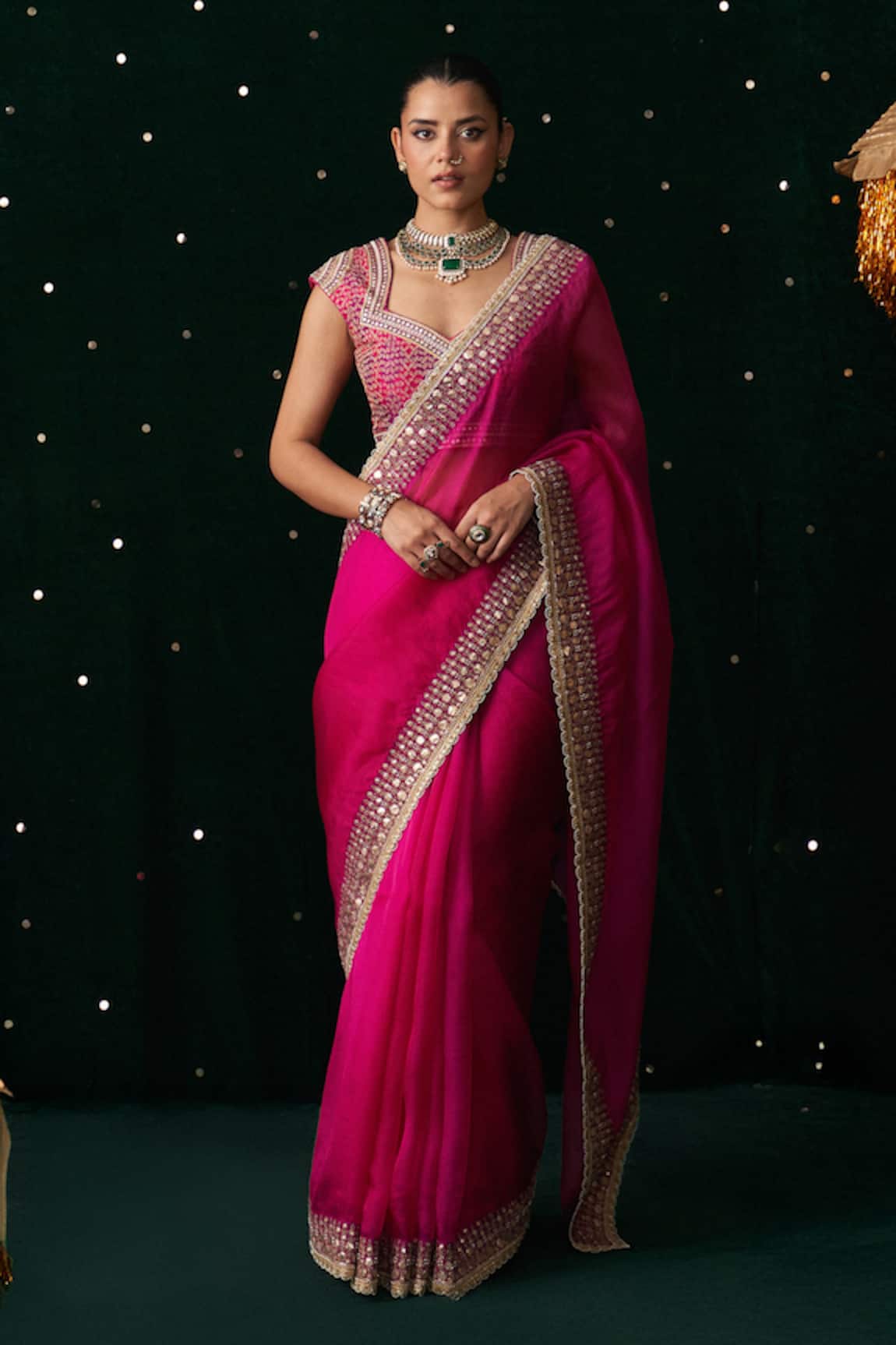Almaari By Pooja Patel Shehnayi Embroidered Saree With Blouse