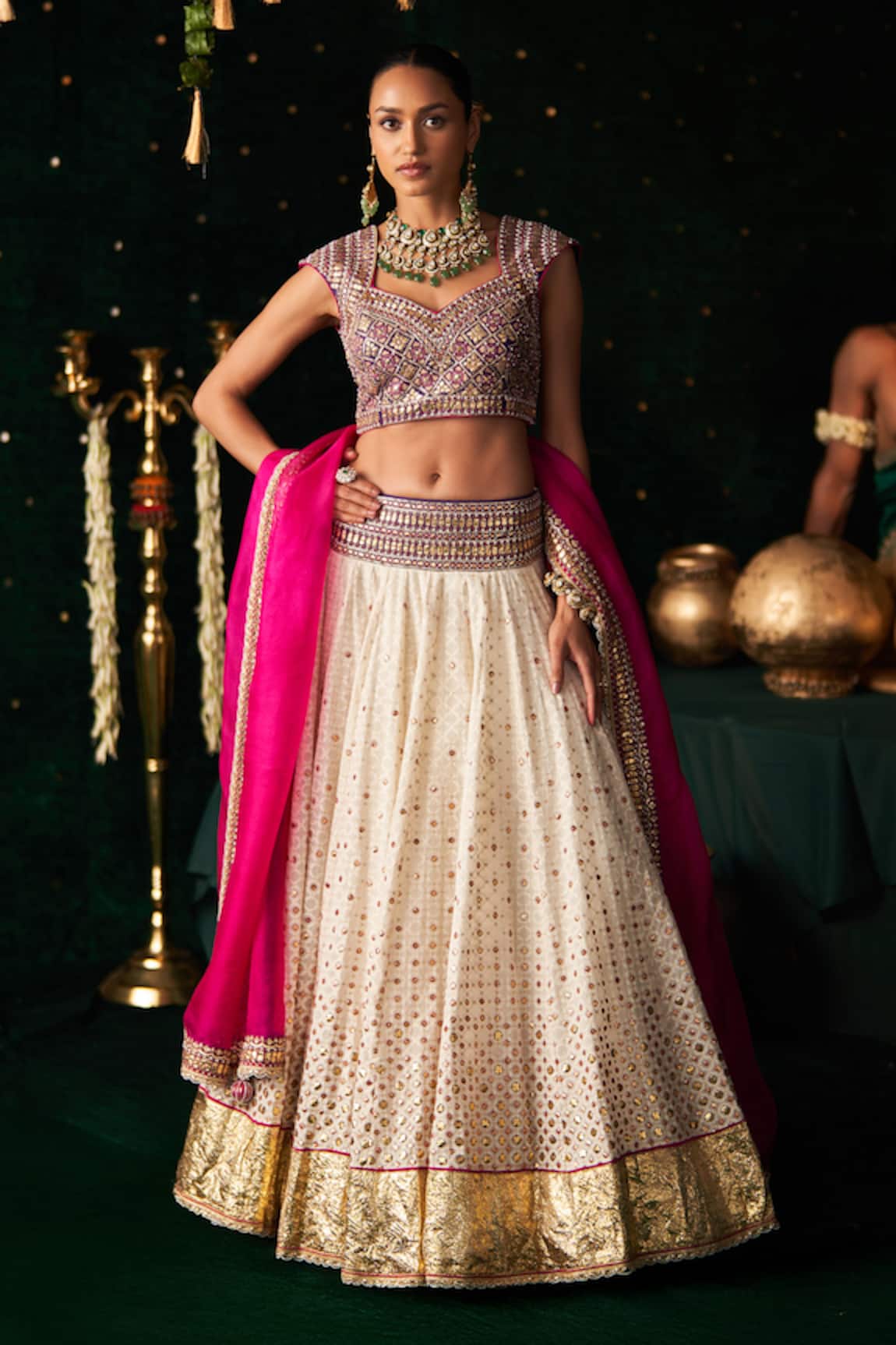 Almaari By Pooja Patel Veena Chanderi Woven Lehenga Set